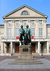 German National Theatre Weimar with Goethe and Schiller Monument