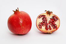 Pomegranate, closed and cut