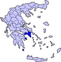 El Ática en el mapa de Grecia  