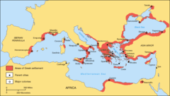 Greckie miasta i ich rozrzucenie po całym basenie Morza Śródziemnego