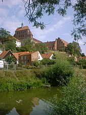 Havelberg: city moat (Havel arm) and cathedral