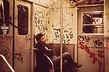 Graffiti op de metro in de jaren zeventig.  