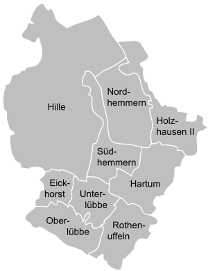 Local parts of the municipality of Hille