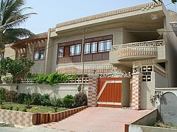 Ett inhägnat hus i Karachi, Sindh, Pakistan  