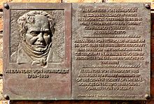 Commemorative plaque commemorating Humboldt's honorary membership of the Danzig Natural History Society near the banks of the Motlawa River in Gdansk