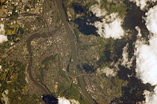View of Koblenz from the ISS 2008