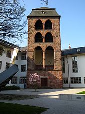 The Witches' Tower in the inner courtyard of the New University is the only remnant of the medieval city fortifications.