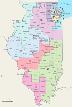 I distretti congressuali dell'Illinois dal 2013