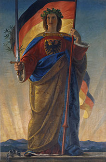 Painting Germania, often attributed to Philipp Veit. Under this symbolic image of Germany, the deputies debated in the Paulskirche in Frankfurt.