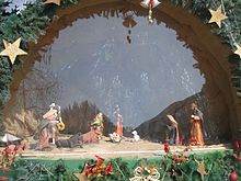 拿撒勒的耶稣诞生场景，东正教的大天使加布里埃尔在源头玛丽之上（2014年）。