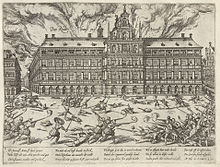 Frans Hogenberg: The Great Market and the City Hall during the Spanish Furies in Antwerp