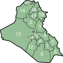 De provincies van Irak