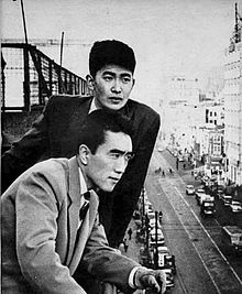 Mishima (below) with Shintarō Ishihara (1956).