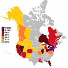 Percentage of people of Italian descent in the United States and Canada