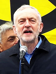 Corbyn num comício político em Trafalgar Square, Fevereiro de 2016