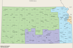 Райони на Канзас в Конгреса от 2013 г. насам  