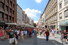 Kaufingerstraße is a well-known shopping street in Munich.
