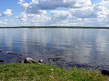 Near the village of Muurola, the Kemijoki River has widened like a lake.
