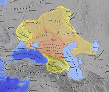 L'empire turc Khazar de Russie. Les Khazars sont venus de l'Est, autour de l'Asie centrale et de la Mongolie.