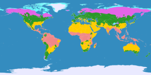De gematigde delen van de wereld zijn groen