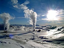 Geothermal power plant in Krafla, Iceland
