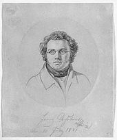 Schubert on 10 July 1821, portrait drawing by Leopold Kupelwieser