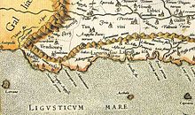 Map of ancient Liguria between the river Var and Magra