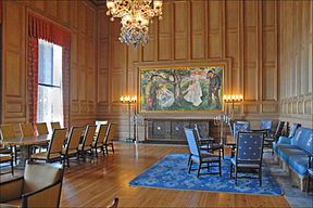 Het schilderij getiteld Leven van Edvard Munch in het Rådhuset (stadhuis van Oslo) in Oslo. De kamer wordt de Munch-kamer genoemd