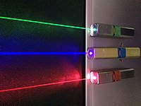 Een laser zendt fotonen uit.  