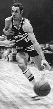 Lenny Wilkens in a SuperSonics jersey (1968).