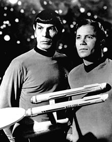 Leonard Nimoy as Mr. Spock and William Shatner as James T. Kirk in Star Trek