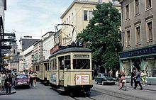The Landstraße at the beginning of the 1970s, before the pedestrian zone was built.