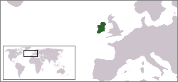 A Irlanda em um mapa da Europa