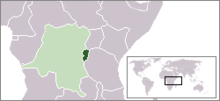 Η Ρουάντα-Ουρούντι (σκούρο πράσινο) απεικονίζεται εντός της βελγικής αποικιακής αυτοκρατορίας (ανοιχτό πράσινο), 1935.