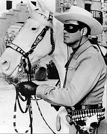 Clayton Moore als The Lone Ranger met zijn paard Silver