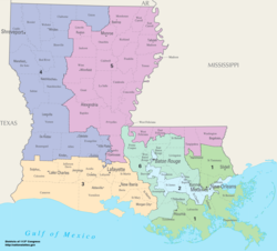 Okręgi kongresowe w Luizjanie od 2013 r.