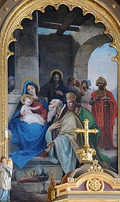 Altarpiece by Josef Moroder-Lusenberg in the parish church of Ortisei in Val Gardena (1888)