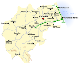 Mapa de la provincia de Macerata  
