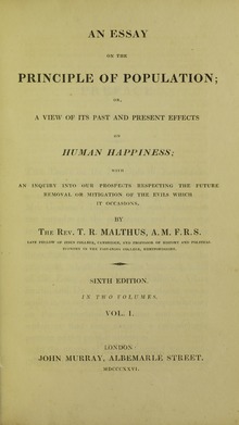 Essay over het principe van de bevolking , 1826  