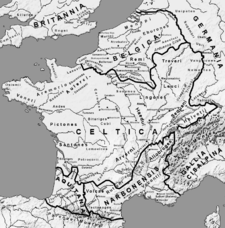 Kaart van Gallië circa 58 voor Christus