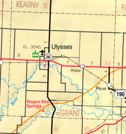 KDOT:s karta över Grant County från 2005 (kartlegend)  