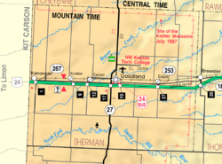 Shermanin piirikunnan KDOT-kartta vuodelta 2005 (kartan selitys).  
