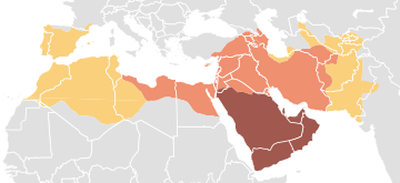 Epoca califilor   Extinderea sub Mahomed, 622-632/A.H. 1-11   Expansiunea în timpul califatului Rashidun, 632-661/A.H. 11-40   Expansiunea în timpul califatului omeyyad, 661-750/A.H. 40-129  