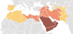 Het Kalifaat, 622-750   Uitbreiding onder Mohammed, 622-632   Uitbreiding tijdens de Rashidun Kaliefen, 632-661   Uitbreiding tijdens het Umayyad-kalifaat, 661-750  