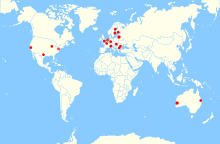 Det finns 24 freenode-serverplatser runt om i världen i oktober 2010[uppdatering] .  