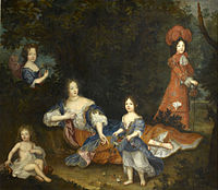 Montespan met haar vier oudste buitenechtelijke kinderen van Lodewijk XIV door een onbekende kunstenaar.