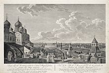 The Kremlin around 1796 with a view of Moscow: copperplate engraving by Matthias Gottfried Eichler after a drawing by Gérard de la Barthe