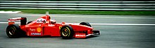 Michael Schumacher met zijn Ferrari 310B tijdens de Grand Prix van Italië 1997  