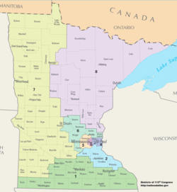 Os distritos congressionais do Minnesota desde 2013