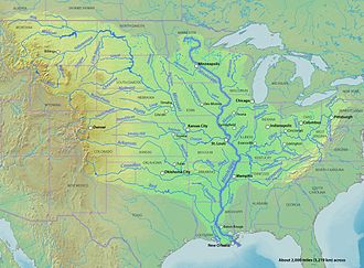 Detailed map of the tributaries of the Mississippi